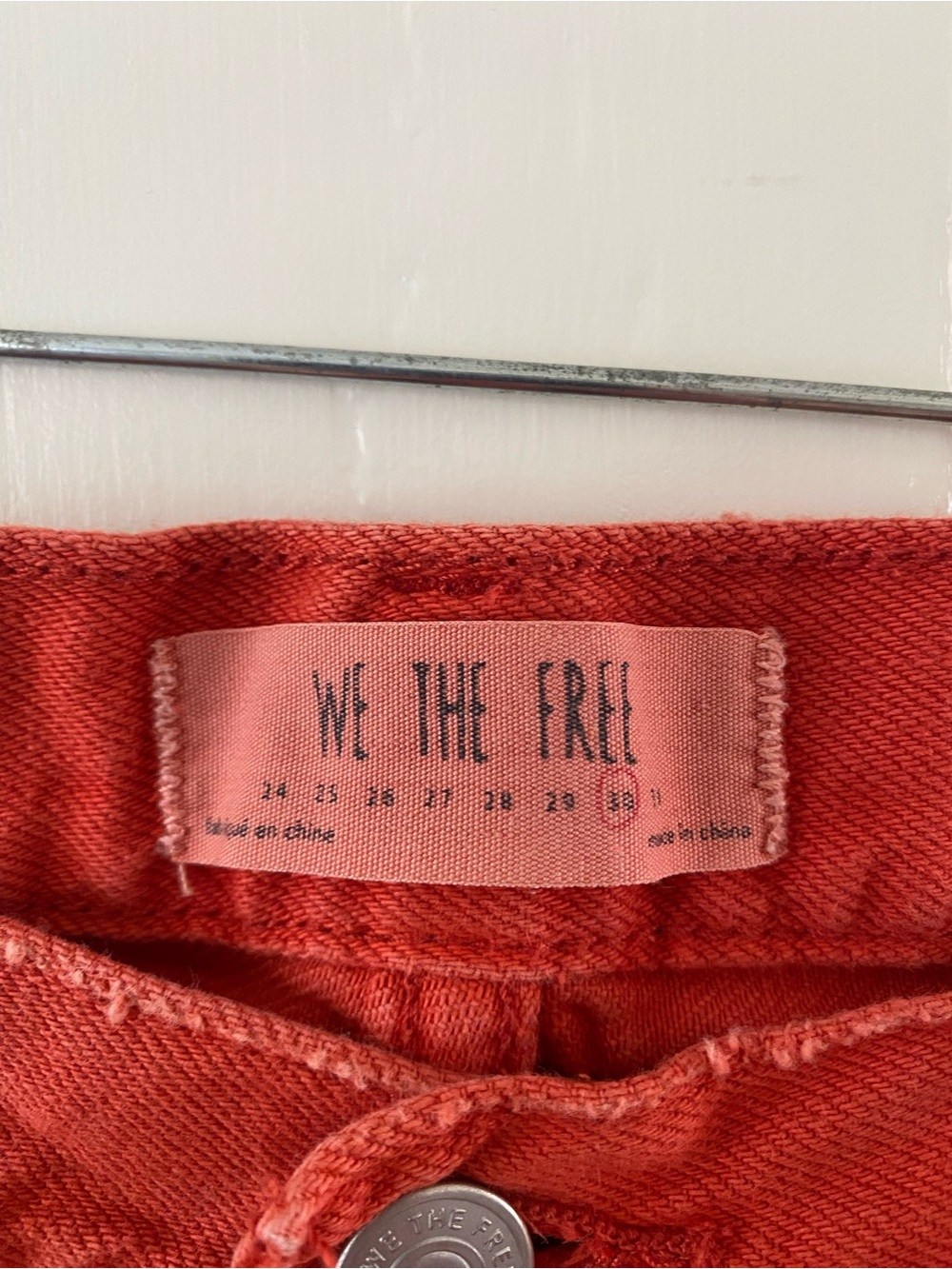 Free People Red Distressed Frayed Denim Shorts - Picture 2 of 3